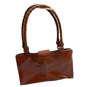 Patricia Nash Leather Shoulder Bag Tan Brown Tote Satchel Double Strap Purse